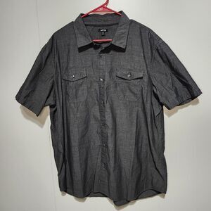 Apt 9 Mens Button Down Shirt 2XL Dark Gray Pinstripe Short Sleeve Pockets